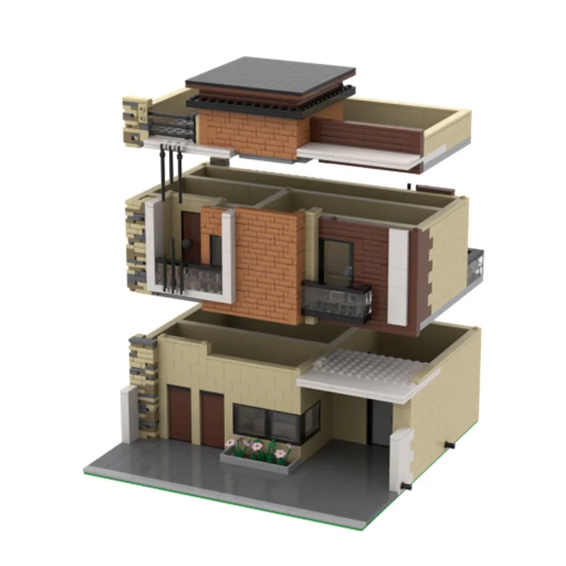 2219 PCS MOC Luxus Freistehendes Haus Modulare Bausteine Moderne Architektur Modell Display Spielzeug Kinder DIY Montage Geburtstag Geschenk