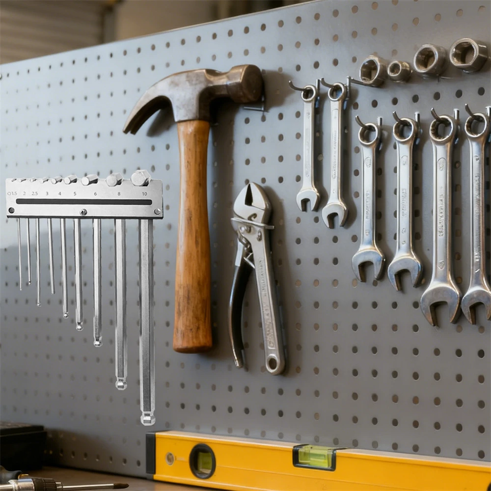 

Hexagonal Wrench Holder, Wall Mounted Bracket Metal Square Hole, Tool Storage Rack, Hanging Woodworking Tools