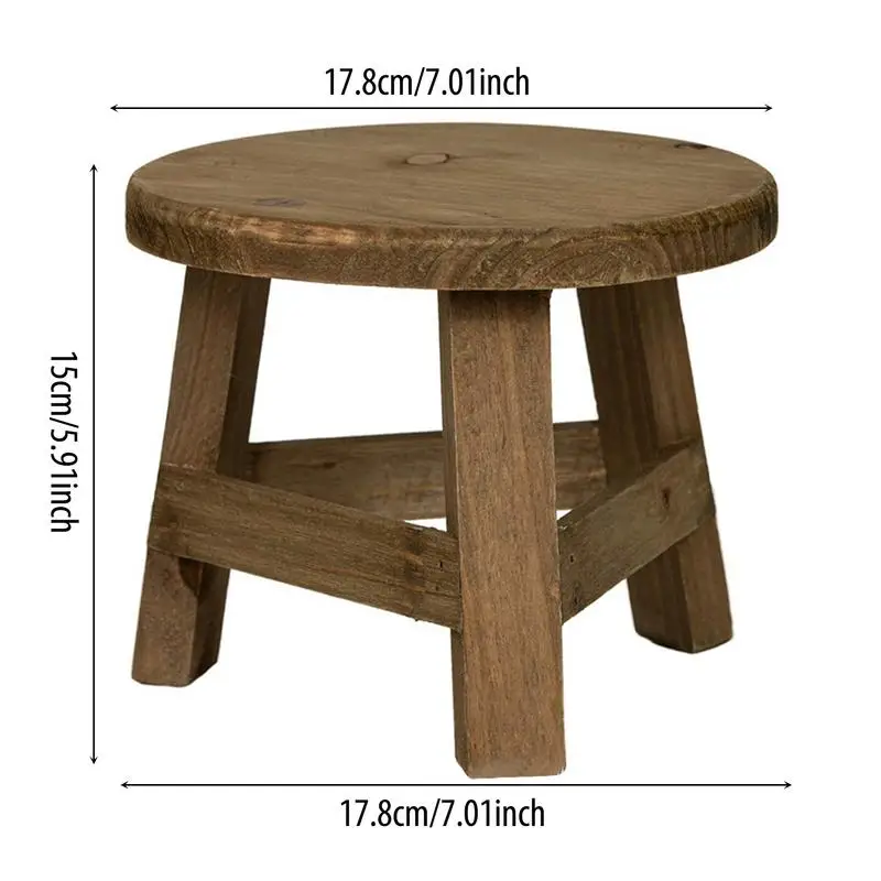 Wooden Plant Stand Plant Holder Stool Multifunctional Display Home Decor For Flower Pot Round 17.8*17.8*15cm