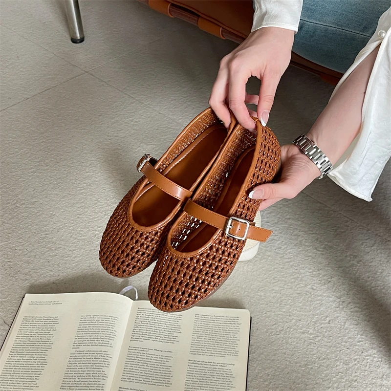 Bailamos New Brand Women Flat Shoes Fashion Mesh Ladies Elegant Mary Jane Shoes Soft Sole Outdoor Dress Ballerinas