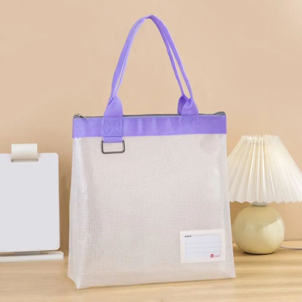 Large Capacity Handheld Project Bag with Handle Durable Mesh Document Storage Bag Lightweight Portable Zipper Pouch Bag