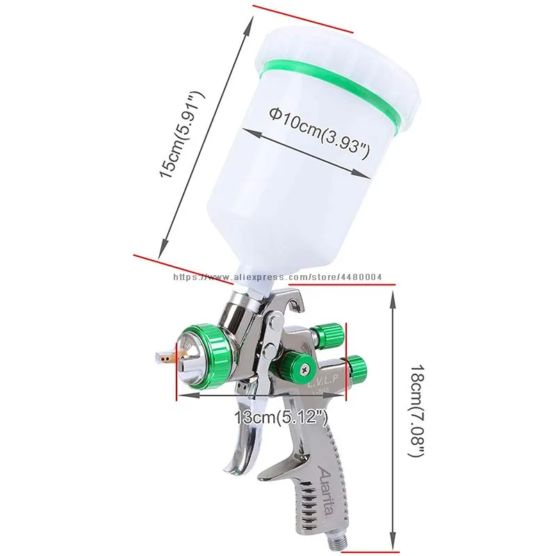 LVLP Spray Gun Auarita Manual spray gun 1.3mm 600CC Gravity spray gun with spray gun accessories