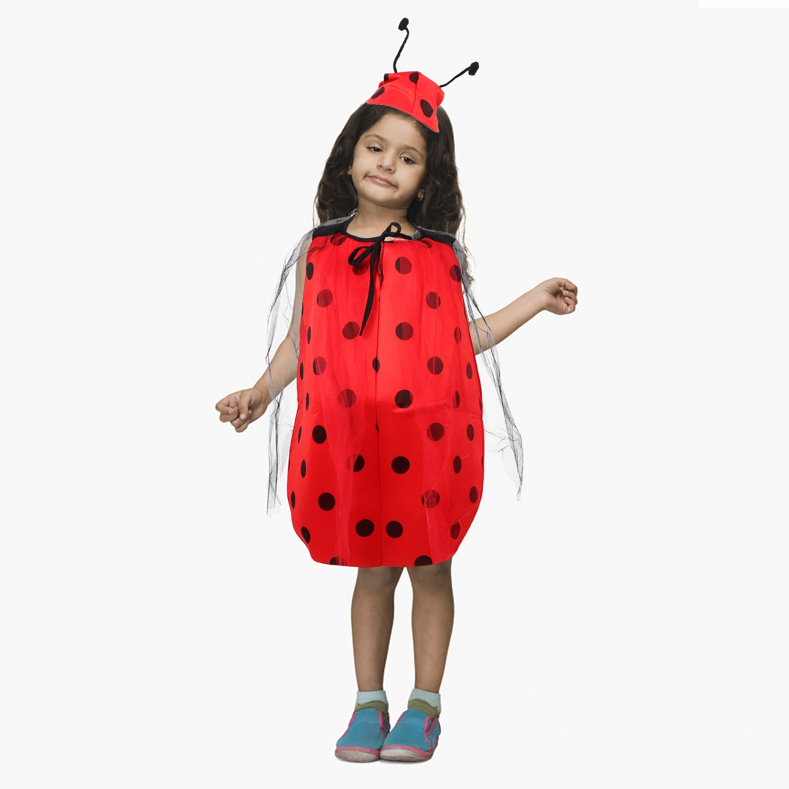 2pcs Girls Ladybug Dress Costume Set With Wings Headband Lightweight Party Outfit For Halloween Birthday Pretend