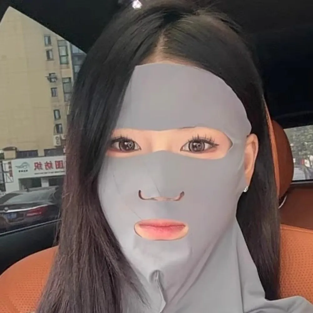 

Простая солнцезащитная маска-вуаль из ледяного шелка, однотонная, полиэстеровая, дышащая, для лица и шеи, летняя