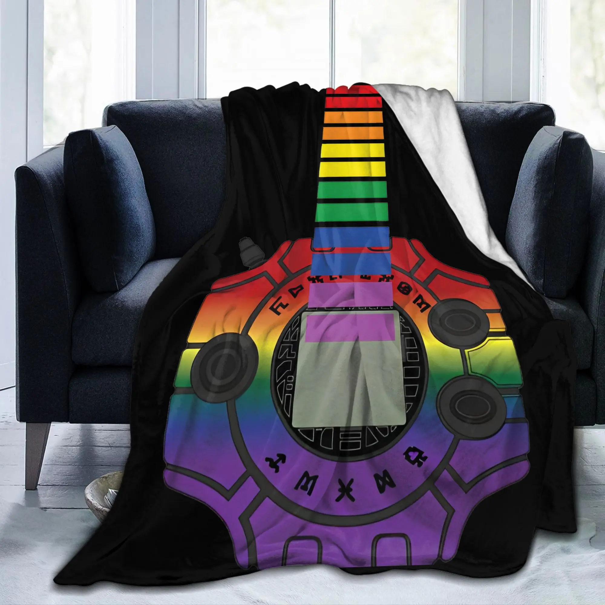 Digimon Digivice Anime Game Fleece Throw Blanket Nostalgic Gay Pride  for Bedroom Knitted Blanket Car Lightweight Multifunction