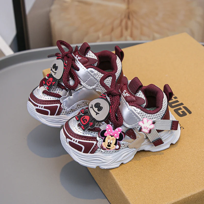 

2026 Spring fall Toddler Shoes Boys Sneakers Cute Girl Baby Soft Sole Non-slip Casual Shoes Disney Mickey Mouse first walkers