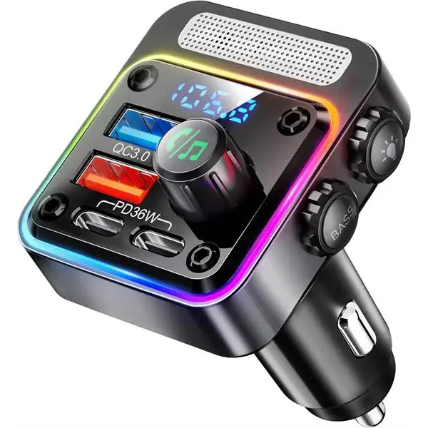 Car MP3 player Discount Car Adapter with FM Transmitter 54W Bluetooth 5.3 Car Adapter with 4 Charging Ports,Wireless Radio FM Tr