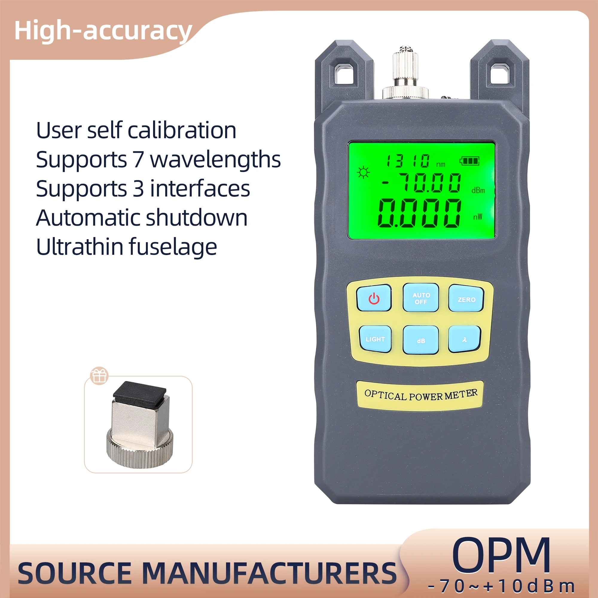 

Fiber Optic Optical Power Meter Cable Tester Networks With FC/SC Connectors -70~+10dBm