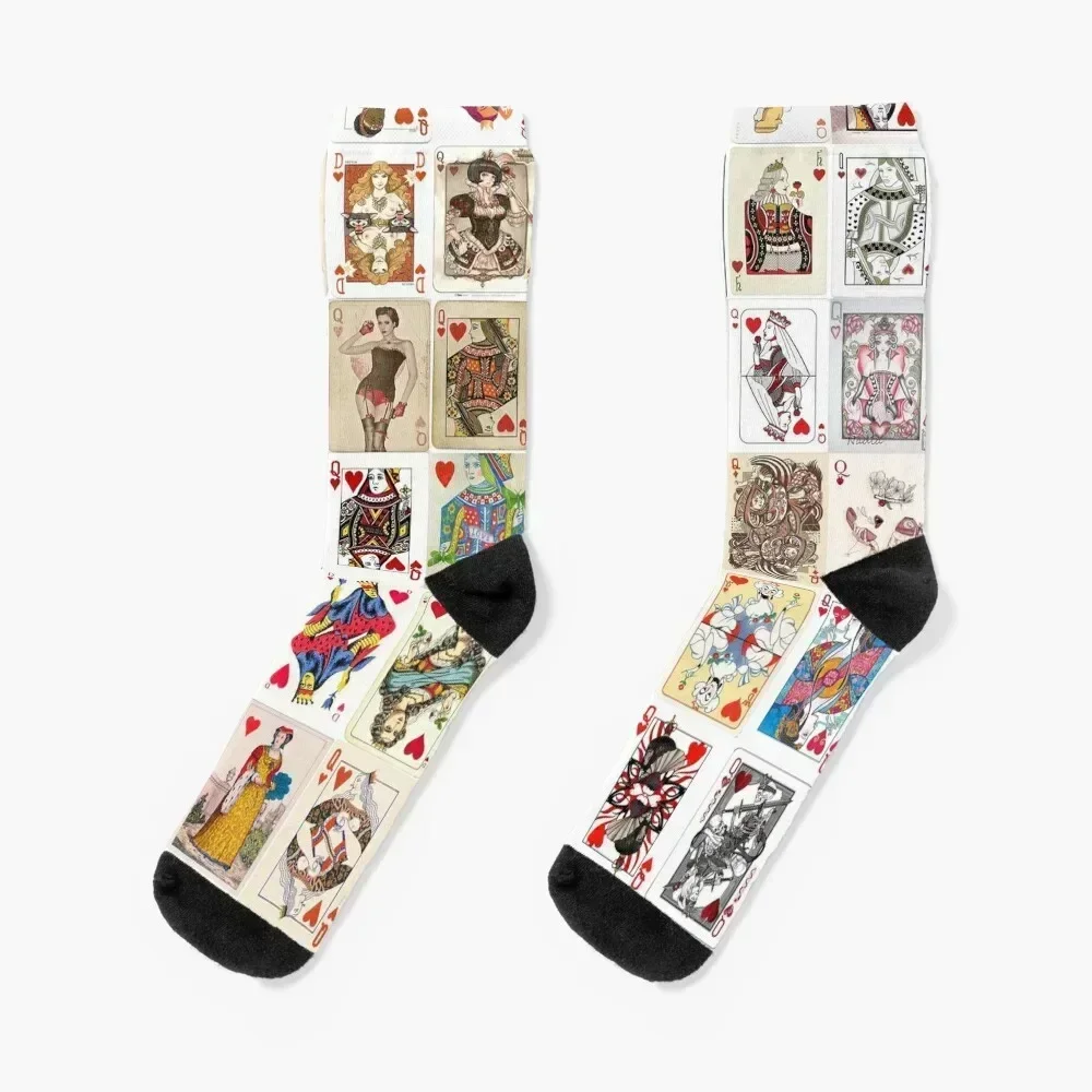 

Queen of Hearts Socks custom sports anti slip football Mens Socks Women's