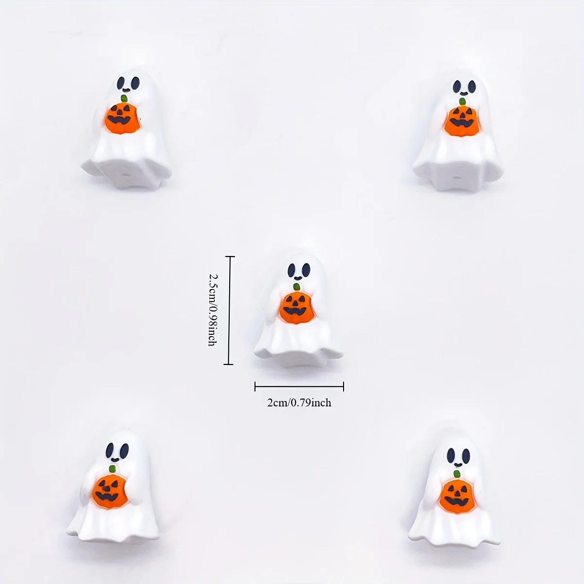 10pcs 3D Halloween Silicone Beads. Ghost & pumpkin designs for DIY crafts, lanyards & keychains.