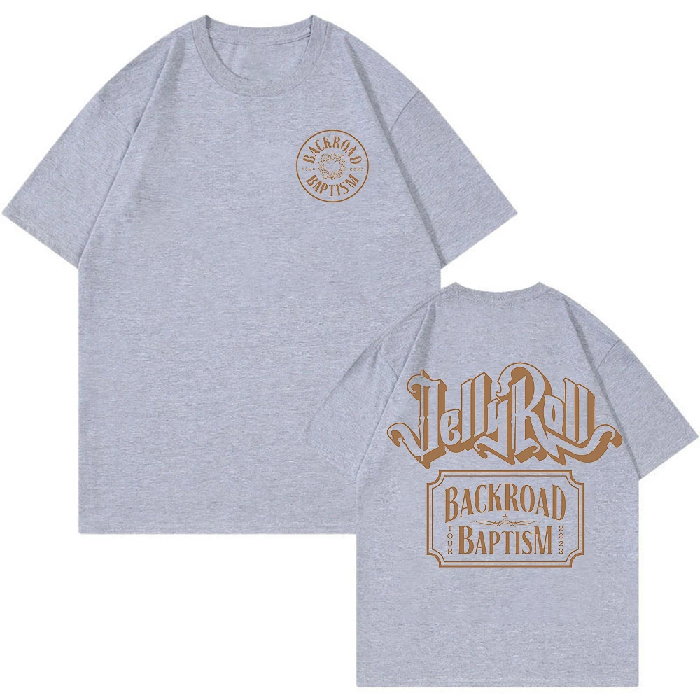 Camiseta Jelly Roll Backroad para hombre y mujer, camisa de manga corta con cuello redondo, ropa de Hip Hop de gira mundial, 2023