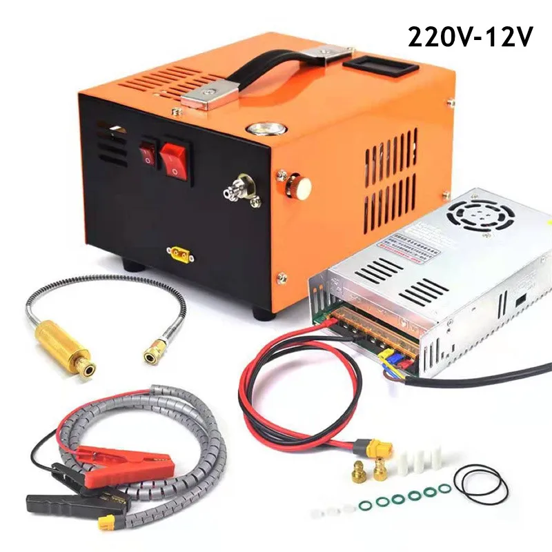 12V 4500 Psi 300 Bar 30mpa Hogedruk Luchtcompressor Pomp Met 220V Transformator Hogedruk Inflator