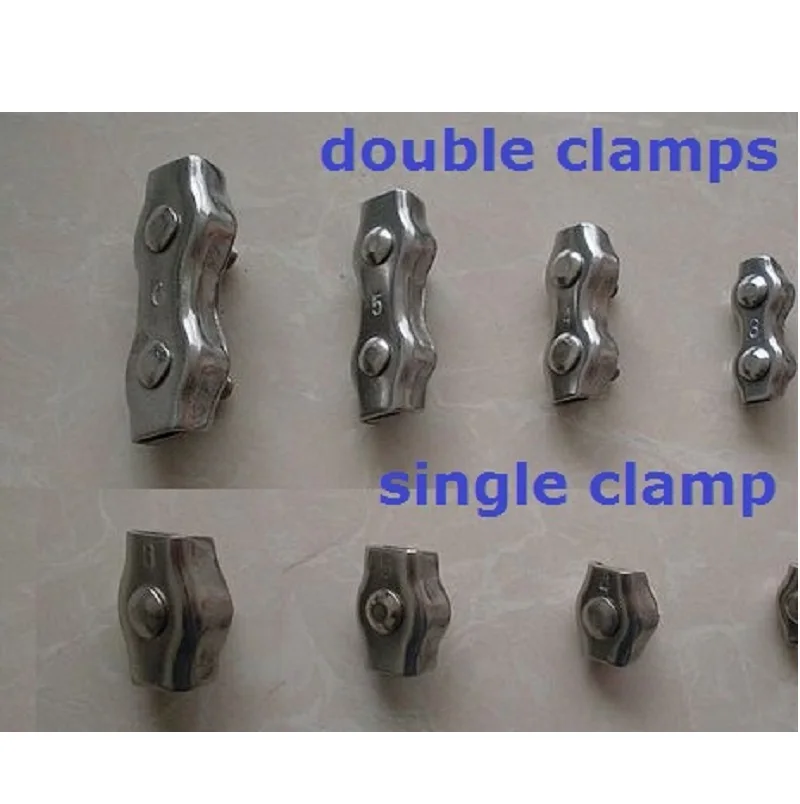 10-450pcs, M2--M10 304 stainless steel simplex steel wire rope clip single clamp rigging hardware rolling head double clamp