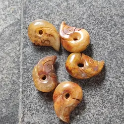 1pcs/lot Hongshan Culture Jade Pig Dragon Ball Pendant Gao Gu Jade Pendant collectible made of natural jade antique beads taki