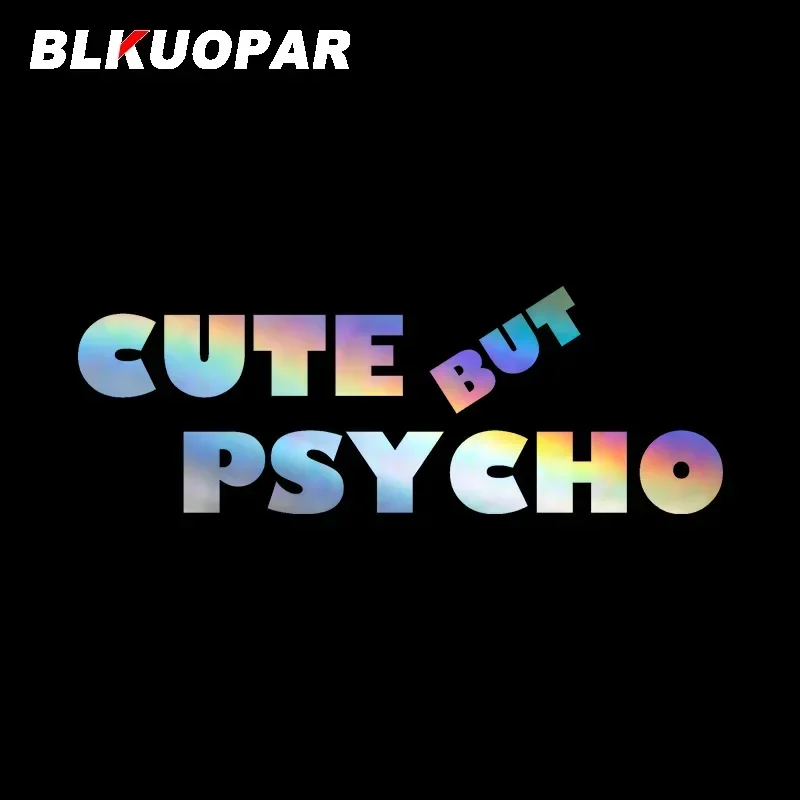 BLKUOPAR Stiker Mobil Grafis Laser Lucu Tapi Psiko, Tahan Air, Pelindung Sinar Matahari, Vinyl, Die Cut, untuk Motor, Papan Selancar, Rumah Tangga