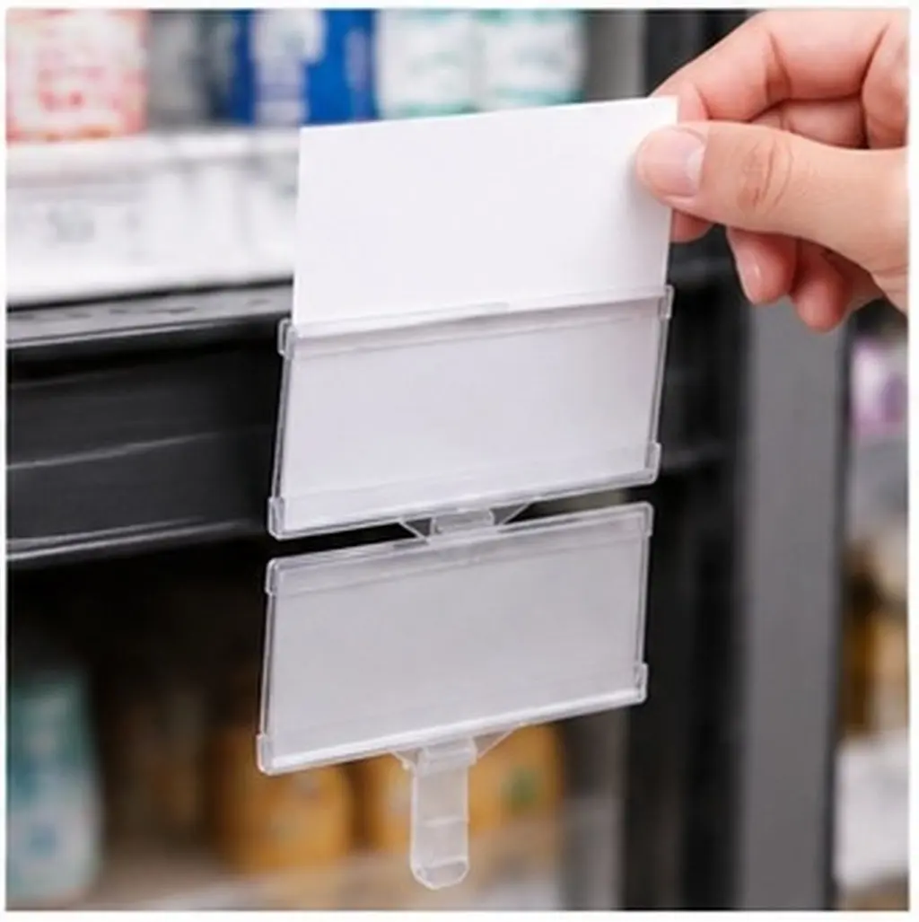 20Pcs Plastic Shelf Label Holder Hook Design Waterproof Price Tag Holder for Supermarket Retail Store Wire Rack Shelving 51x35mm