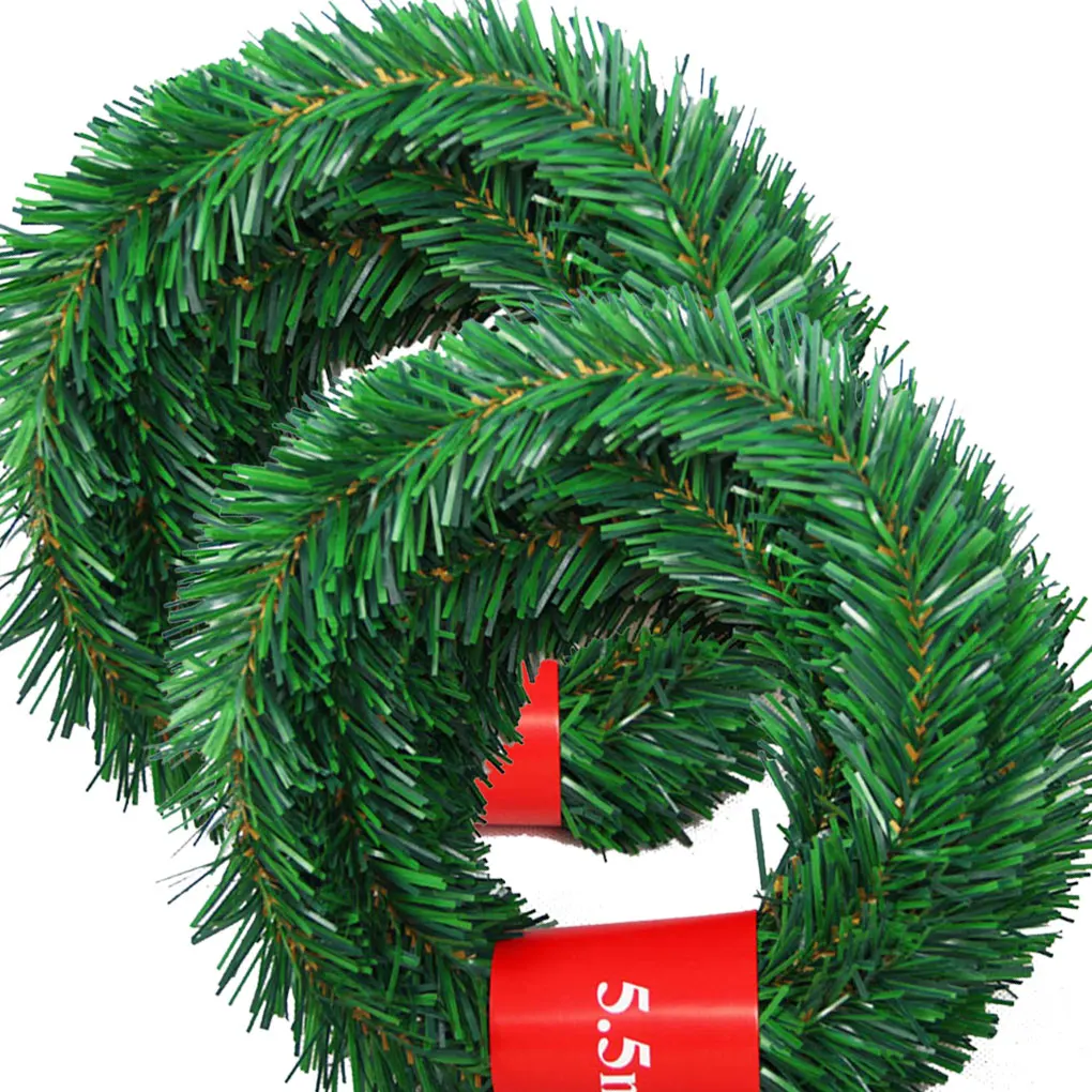 2024 5.5m Pine Artificial Fir Garland Christmas Tree Decoration Garland Decorative Green Christmas Xmas Tree Rattan Banner Decor