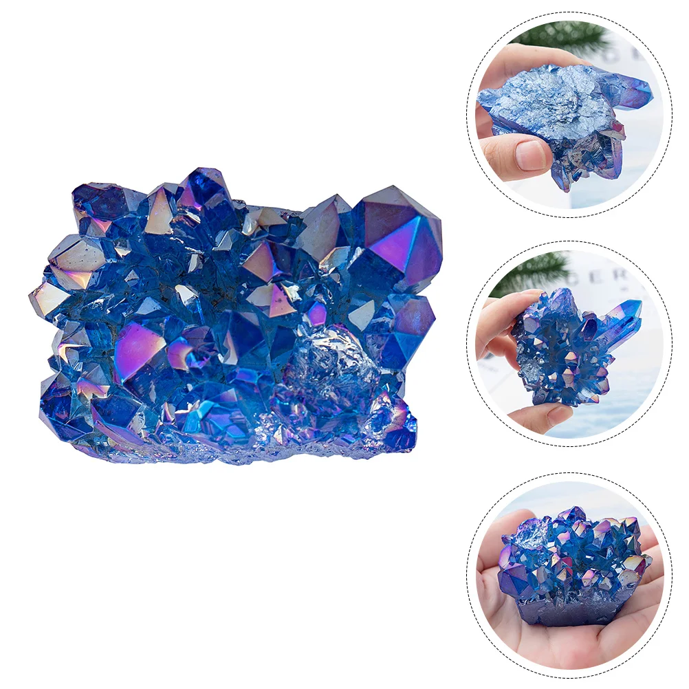 2 Pcs Sapphire Cluster Gardening Crystal Stone Decorative Aquarium Plant Pot Fish Tank Decorations