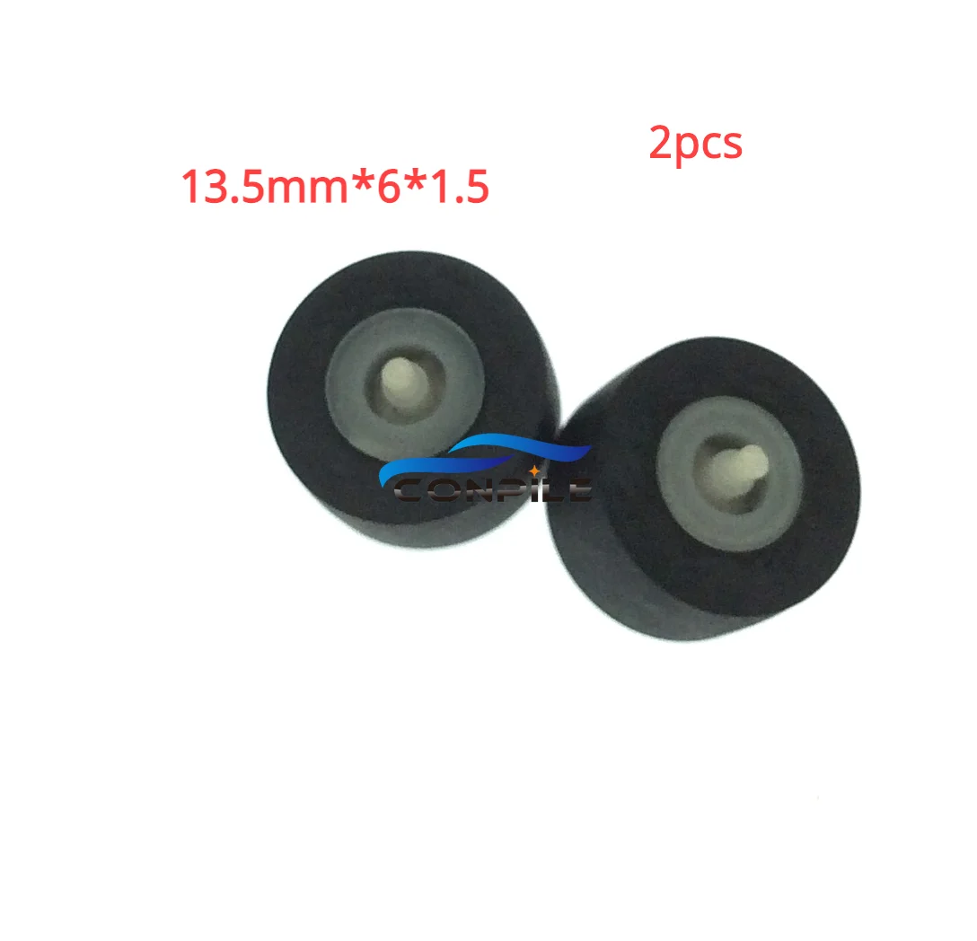 

2pcs 13.5mm*6*1.5 with axis wheel belt pulley rubber audio pressure pinch roller for cassette deck tape recorder Stereo player