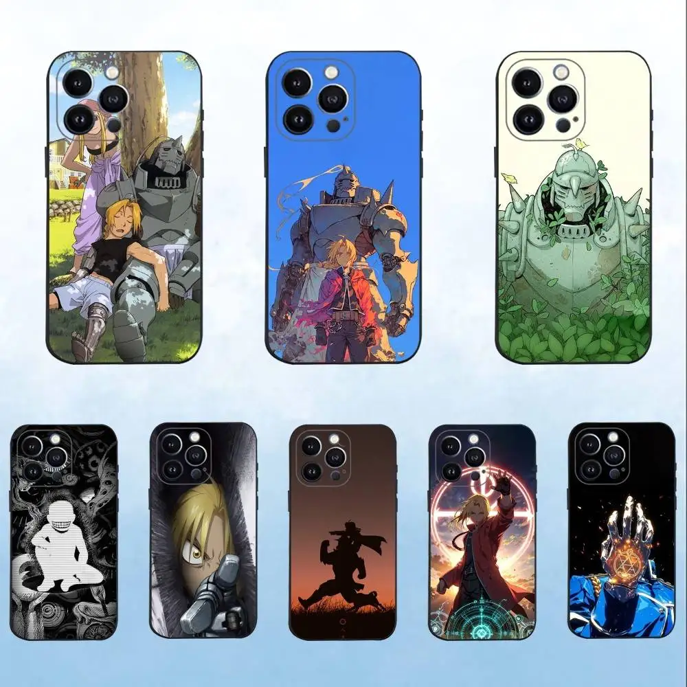 

F-Fullmetal A-Alchemist Phone Case For iPhone 16,15,14,13,12,11 Plus,Pro Max,XS,X,XR,SE,Mini,8,7,Soft Silicone Black Cover