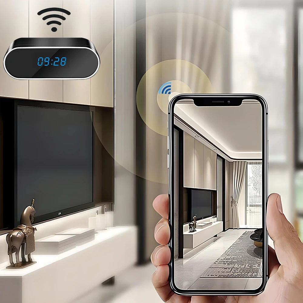 Imagem -04 - Câmera de Relógio sem Fio 1080p com Suporte Wi-fi Frequência de Roteador 2.4g Wifi hd Câmera de Rede Detecção de Movimento Infravermelho Visão Noturna Indoor Casa e Escritório Câmera de Babá de Monitoramento