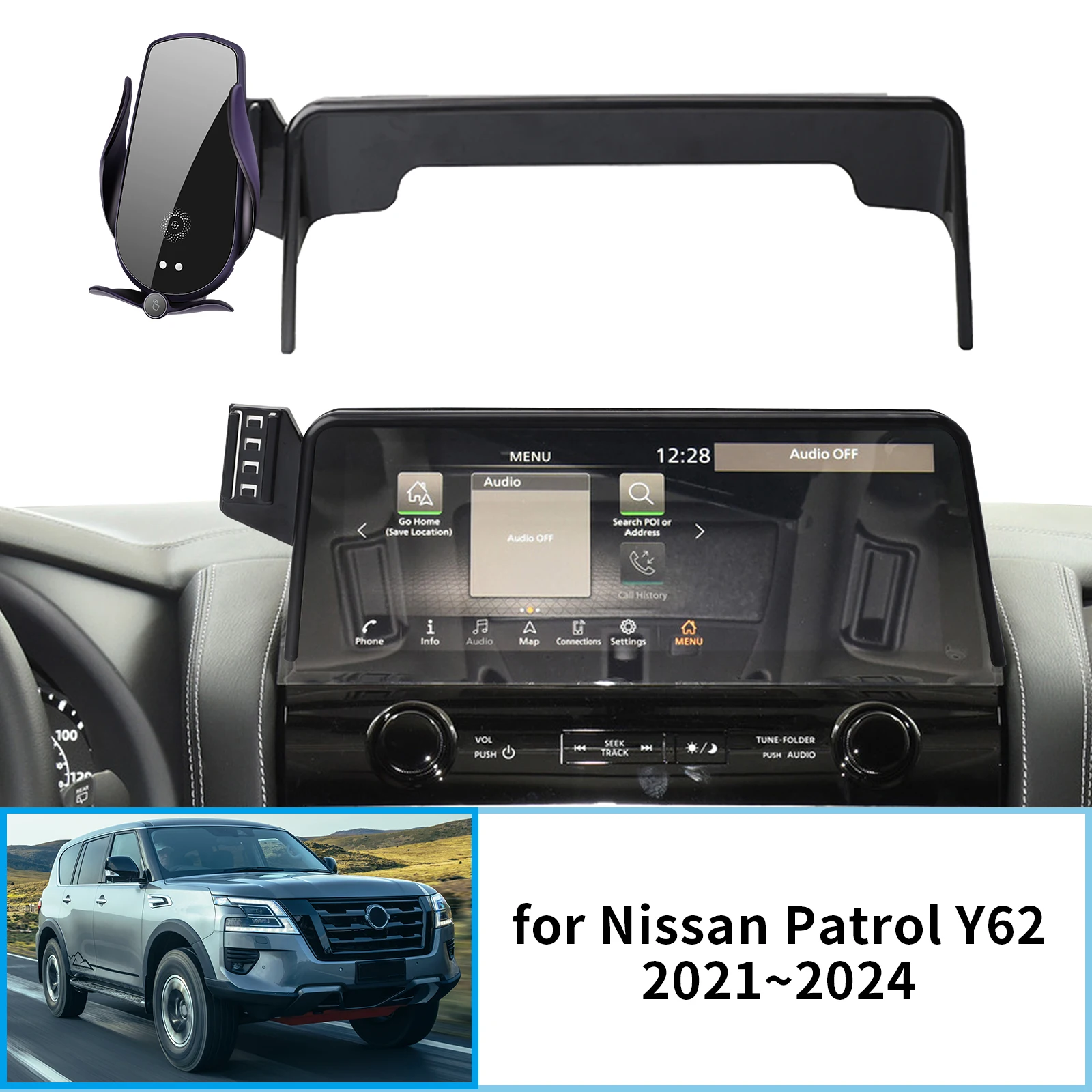 

Car Mobile Phone Holder for Nissan Patrol Y62 2021 2022 2023 2024 GPS Bracket Navigation Stand Auto Accessories