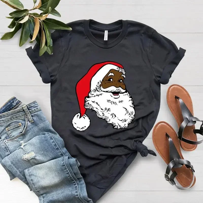 Bella Canvas 3001 Black Santa Claus T Shirt African American Christmas