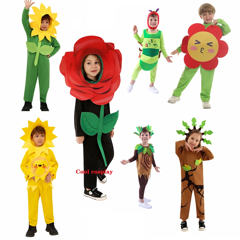 

Kids Boys Girls Cosplay Costume Sun Flower Tree Caterpillar Party Outfits Children's Day Performance Costume Halloween Carnival