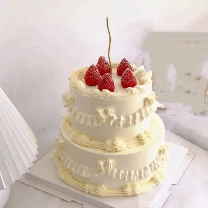 Double-layer Simulated Birthday Cake Model Decoration Fake Fruit Cake Sample Ornaments Banquet Party Display Photography Props