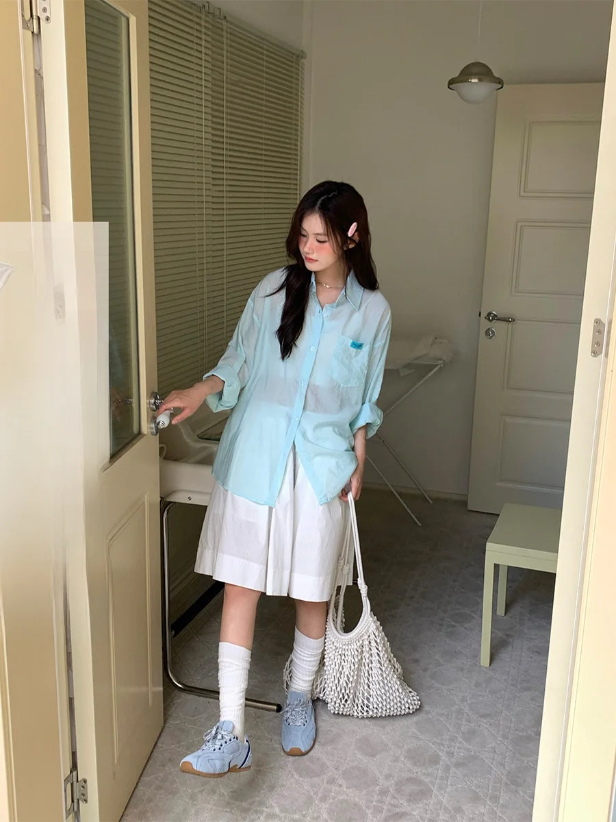 

CCKOK Women's Thin Long Sleeve Sun Protection Shirt Transparent Design Breathable Casual Fashion Summer Outerwear