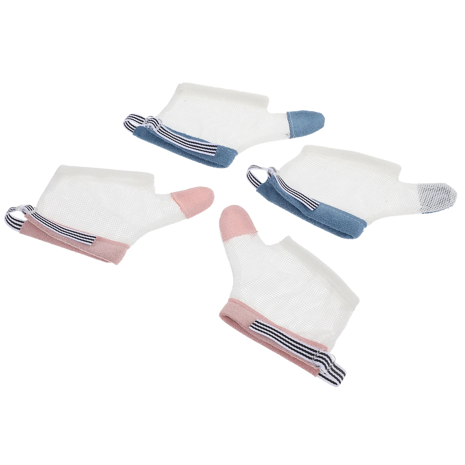 2 pares de guantes anticomer reutilizables Protector de pulgar para bebé Protector de succión de nailon transpirable tratamiento para morder las uñas para niños