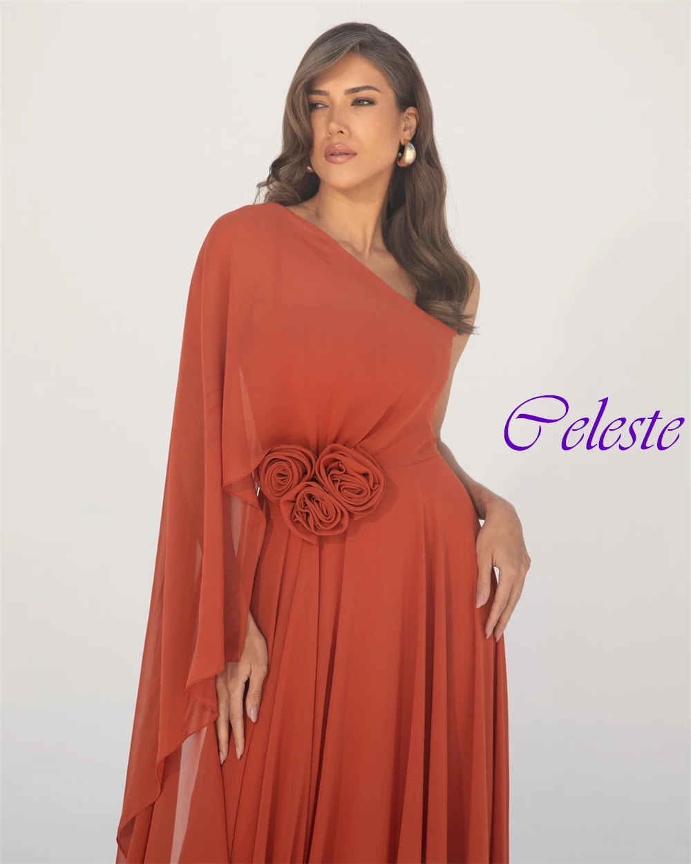 تخصيص الحديثة الشيفون واحد الكتف ألف خط مساء اللباس رشيقة الزهور فساتين حفلة موسيقية لينة فساتين المناسبات الخاصة