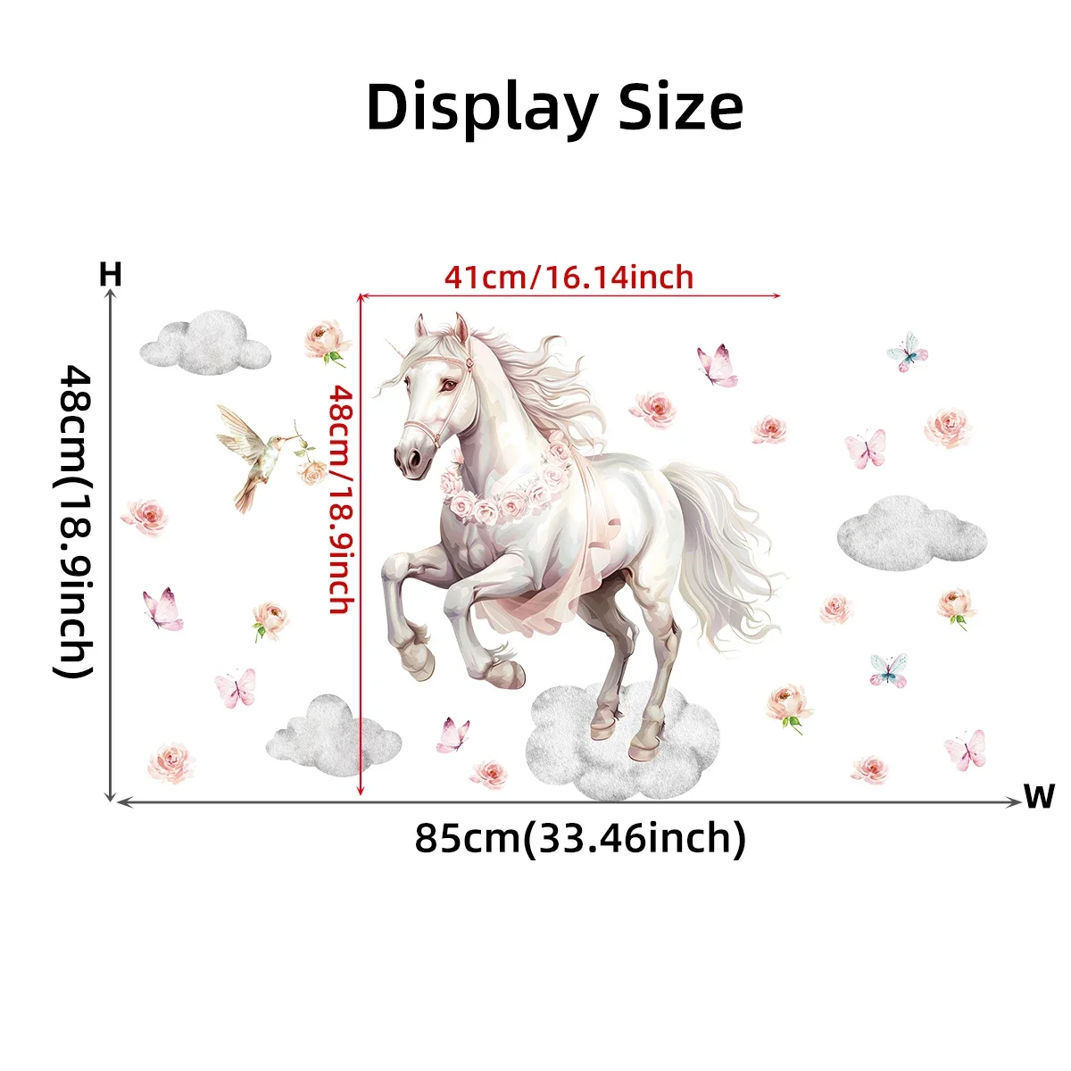 1Pc Watercolor Cloud Horse Furniture Wall Sticker Home Essentials Room Decor Wall Art Decoration Bedroom Living Room Wall Decals