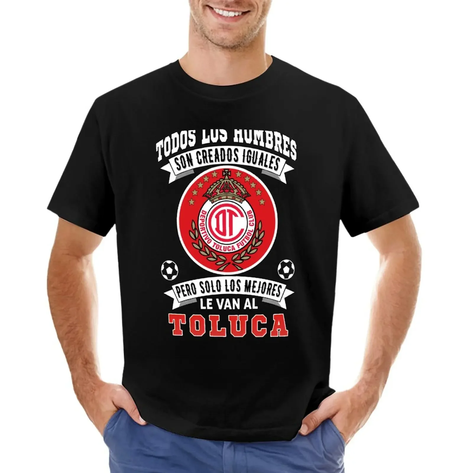 Funny designer t shirt men Playera Diablos rojos del Toluca los Mejores le van a Toluca Futbol Soccer Mexicano T-Shirt harajuku