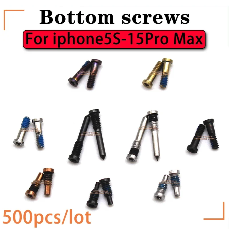 500pcs Original Back Cover Screw for iPhone 11 12 13 Pro 14 15 X XS Max 5S 6S 7 8 Bottom Dock Connector Pentalobe Screws