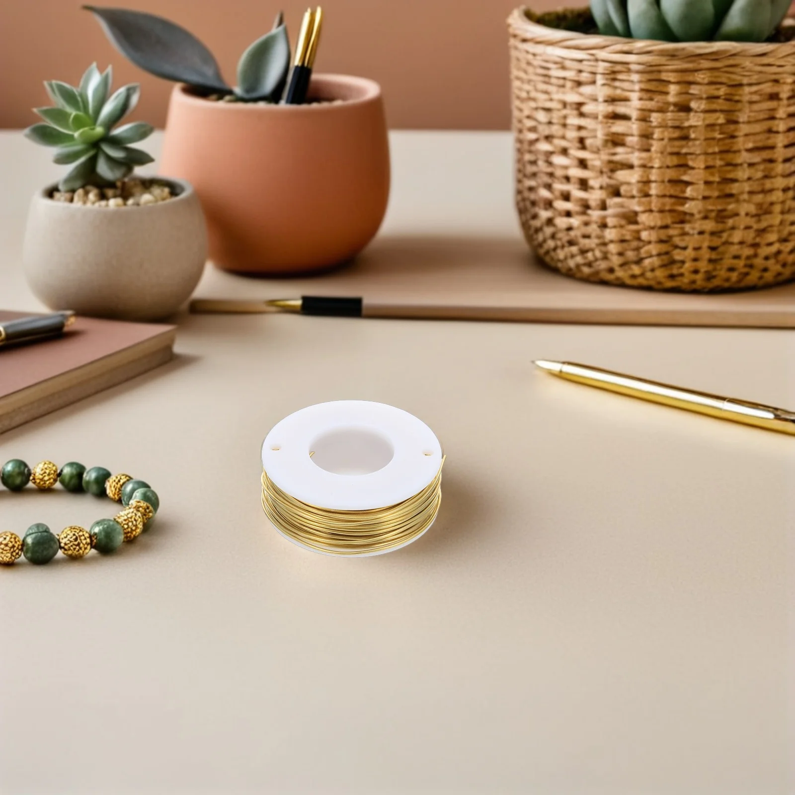 Filo di ottone da 20 metri per la creazione di gioielli Filo di rame per perline artigianali in ottone Filo flessibile per avvolgimento floreale Progetti fai da te Bobina