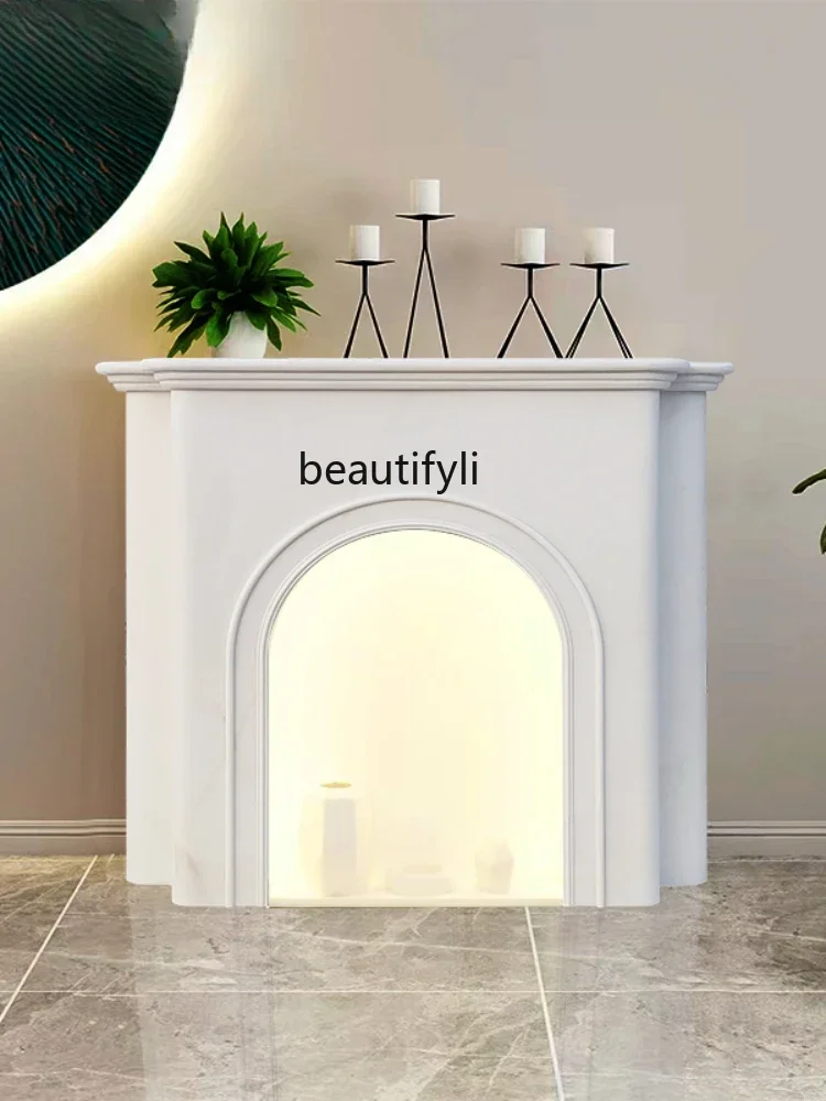 

ss7304 Marble Fireplace French Style Console Table B & B Artistic Living Room Nordic Stone Curio Cabinet