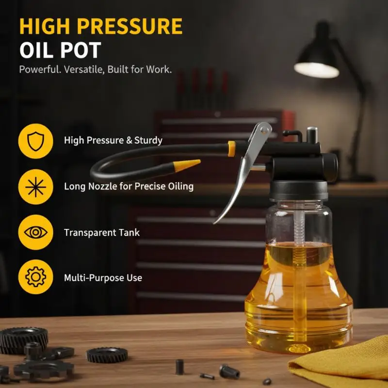 High Pressure Grease Oiler 250/350ML Leakproof Lubrication Pot for Car Repair Mechanical Maintenance Workshop Use