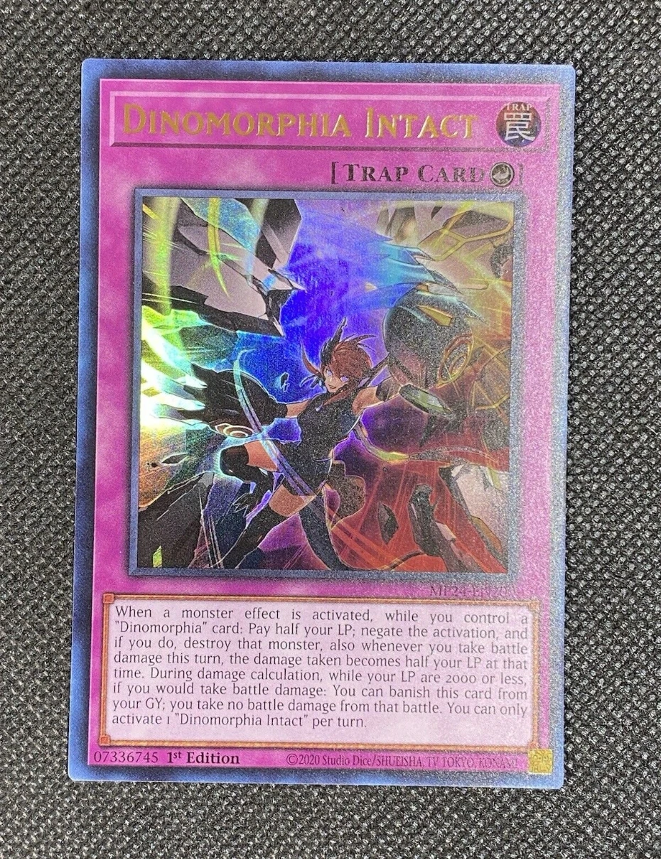 Yugioh KONAMI Duel Monsters TCG MP24-EN200 Dinomorphia Intact Ultra Rare English 1st Edition Collection Mint Card