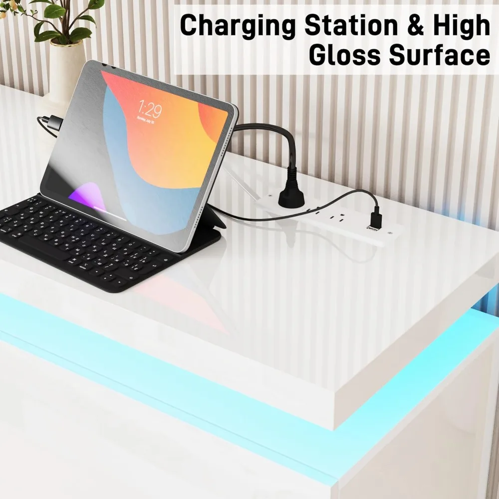 Suporte de tv led de 83 polegadas com lareira de 40 polegadas para tv de 80 polegadas, suporte de tv de lareira moderna com tomada de energia, entretenimento de console de tv de alto brilho