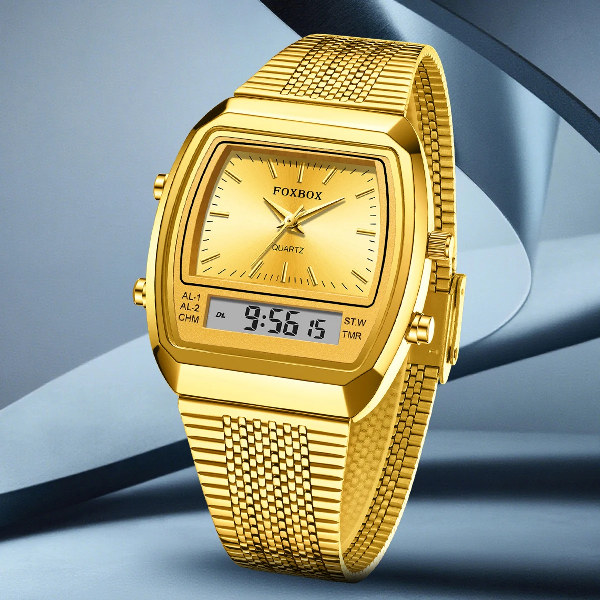 FOXBOX Gold Square Watch Women Top Brand Luxury Women's Bracelet Watch Fashion Elegant LED Backlight Waterproof Watch For Women