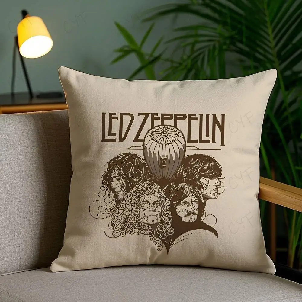 Rock Band L-Led Zeppelin Pillow Case Custom Printed Brushed Fleece Pillow, Baby Skin-Touch, Eco-Friendly Dye-Sublimation Cushion