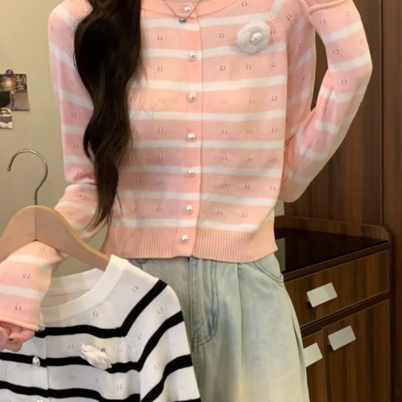 

Кардиганы-свитеры синие женские летние текстурированные в стиле Харадзюку с пэчворком в горошек, богемные, с высококачественным меховым воротником, с отворотом и бантом, молодежные