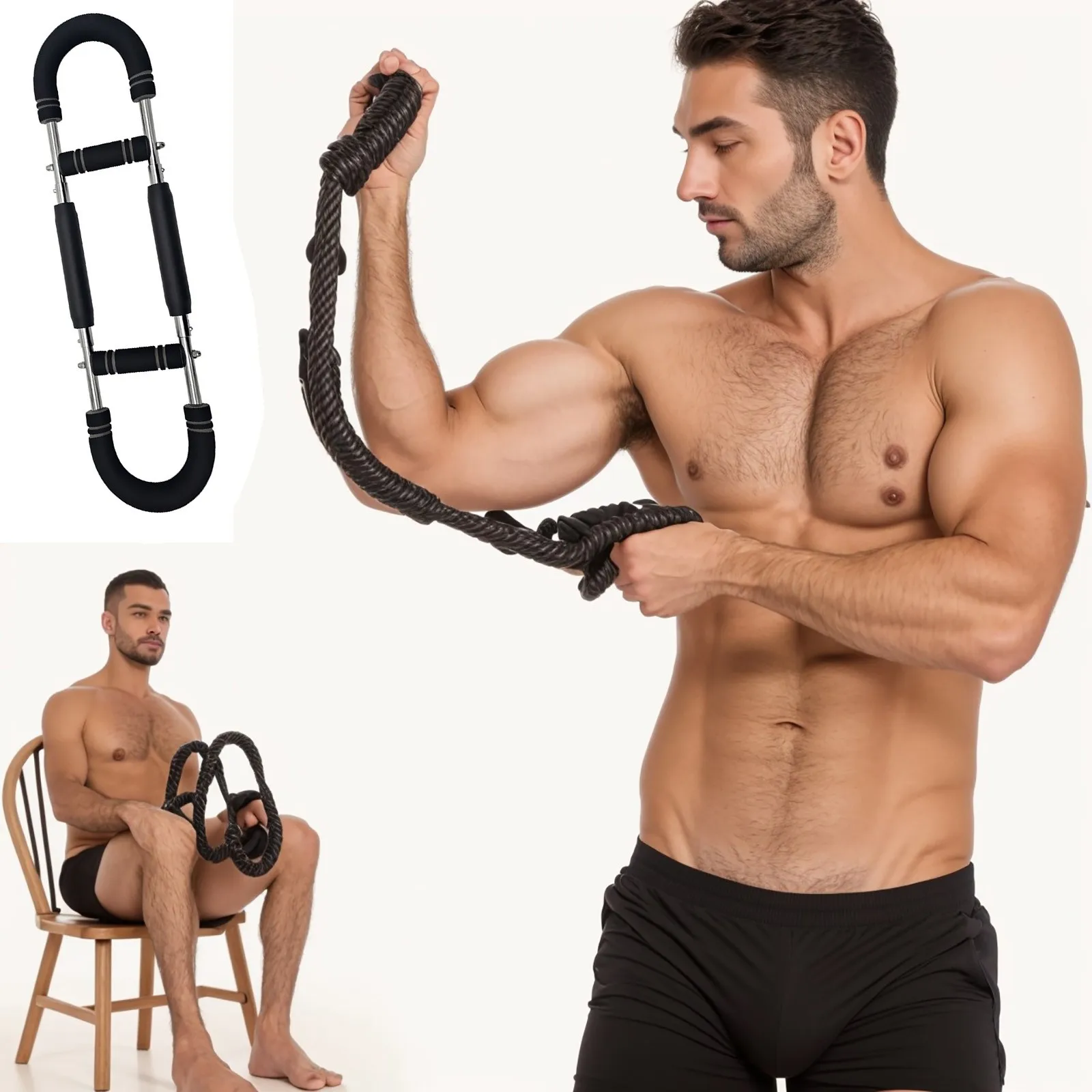 Тренажер для рук Twister 30/40/50 кг, регулируемая пружинная тренировочная штанга, усиленный усилитель для упражнений на предплечье, грудь, портативный хо