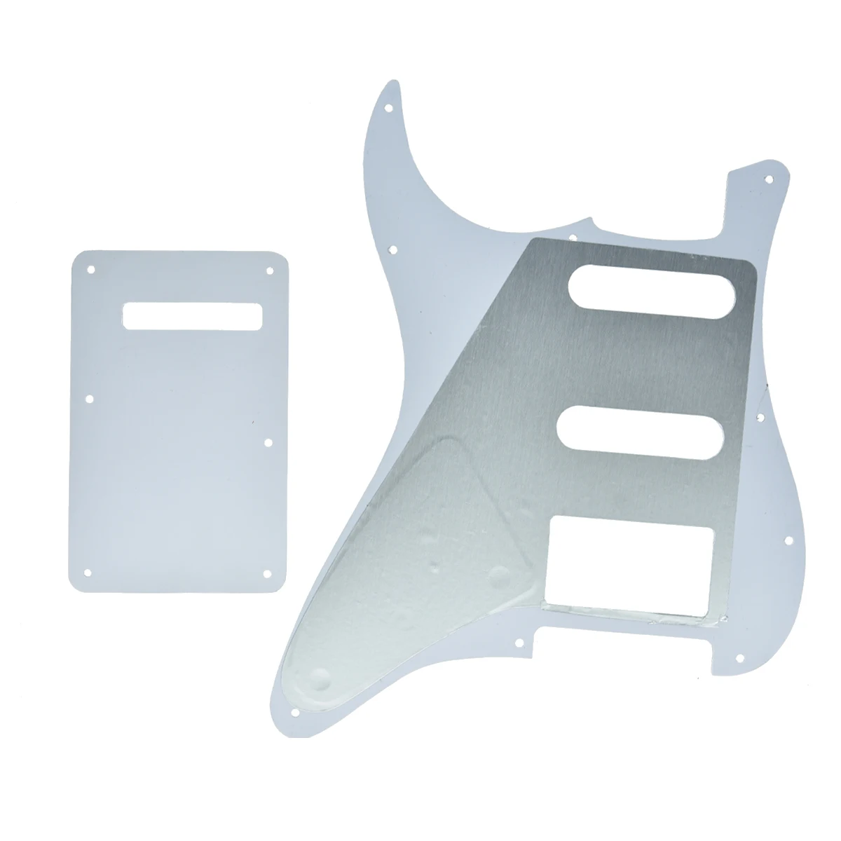 Dopro Strat Guitar HSS Pickguard with Tremolo Trem Back Cover Plate Fits American/Mexican FD ST Strat Black/White Grid