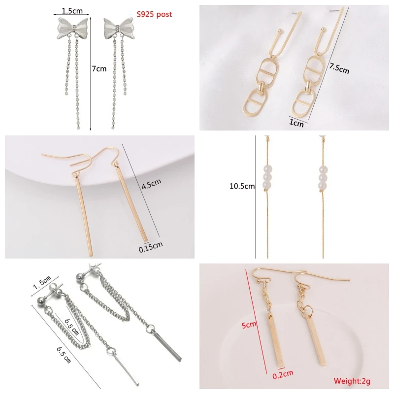 New Fashion Pearl Hanging Earrings for Women Sweet Heart Bowknot Korean Fashion Girls Dangle Earrings Long Thread Tassel Earring