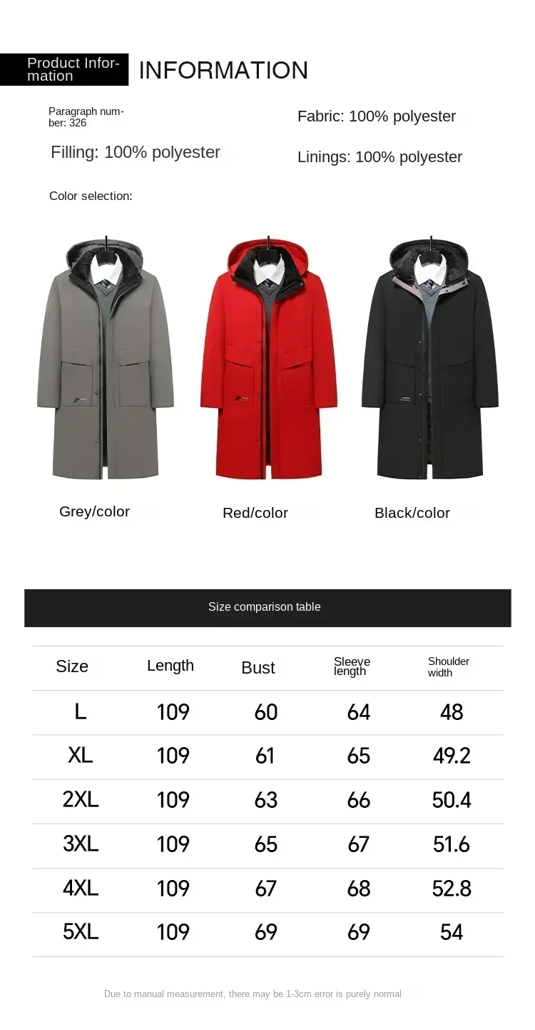 Autumn Winter Men\'s Long Down Jacket Casual Fashion Solid Color Detachable Cap Anti-wind Snow Mountaineering Jacket Men\'s Coat