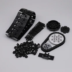 MOC 빌딩 블록 테크니컬 체인 브릭 부품, 캐터필러 트랙 탱크 휠 호환, 88323 57518 57519 3711 24375 장난감