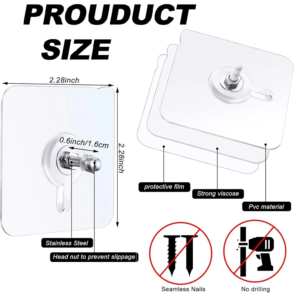 خطافات حائط ملصقة لولبية ذاتية اللصق ، خطاف غير ملحوم قابل لإعادة الاستخدام للحمام والمطبخ ، خطافات لاصقة معلقة ، 5 *