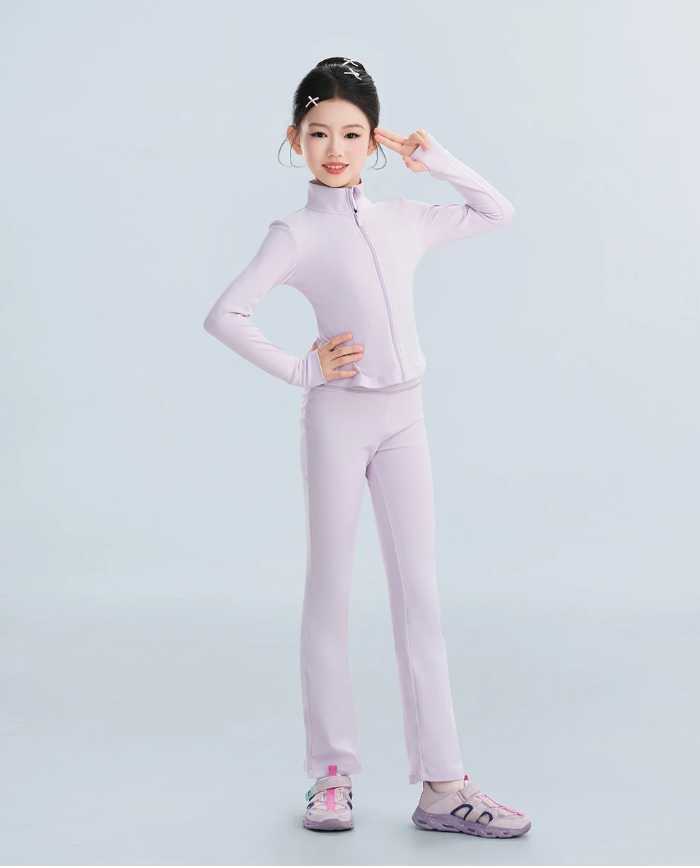 Kinder Warme Dancewear Tops Hosen Set Winter Fleece Ballett Outfits für Mädchen Tanz Praxis Leistung Kostüm – Detail 1